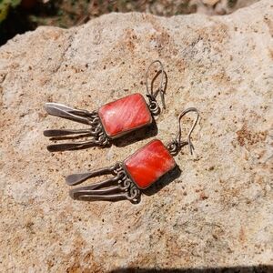 Vintage Coral and Silver Earrings